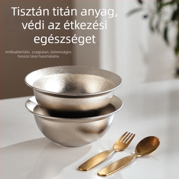 Tiszta titán gyerekeknek készült tál, házhoz használatra, prémium antibakteriális és penészálló, vastagított tál étkezésekhez és levesekhez, átmérő 14–14,9 cm