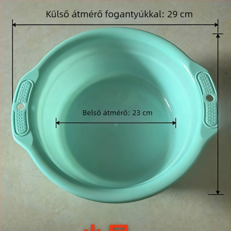 Sűrített műanyag mosómedence kettős fogantyúval — otthonra készült, többfunkciós mosóedény arcápoláshoz, ruhákhoz, lábfürdőhöz és zöldségekhez
