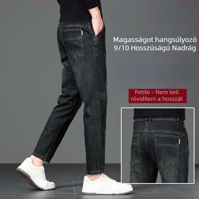 Férfi cropped farmernadrág, rugalmas retro stílus, 2026 tavasz-nyár trend, kis méret