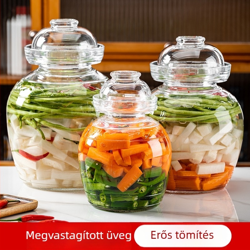 Nagy üveg házias savanyúság tároló, zárt üveg zöldségek savanyításához, Sichuan-stílusú sós zöldségek