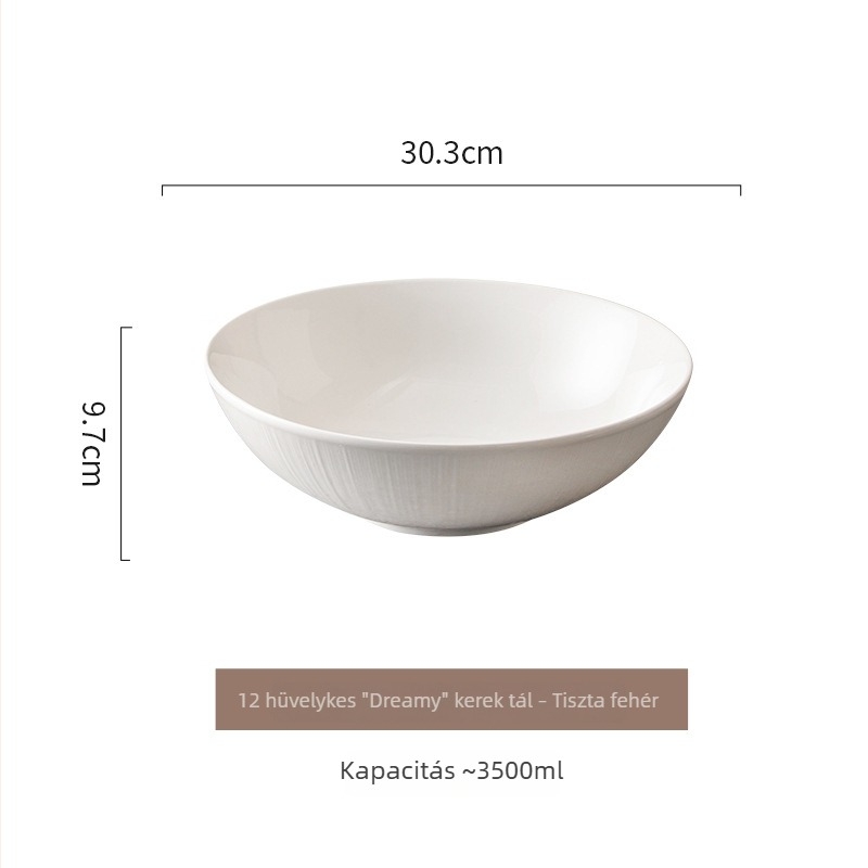 Fehér porcelánból készült nagy leveses tál savanyú káposztás halhoz, otthoni és kereskedelmi használatra, 2024-es modell