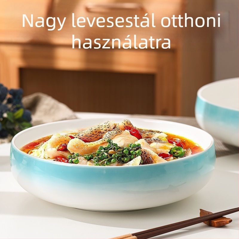 Nagy porcelán tál levesekhez és halételekhez