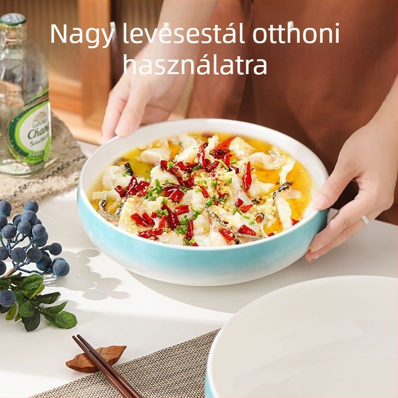 Nagy porcelán tál levesekhez és halételekhez