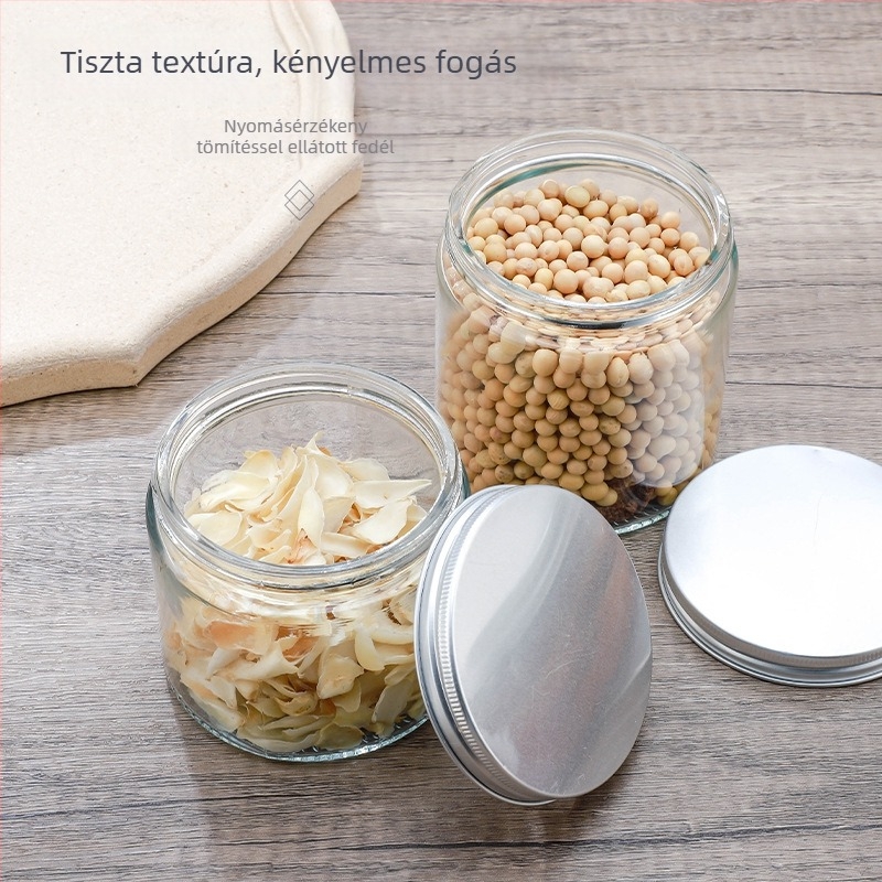 Kerek üveges tárolóedény, légmentesen záródó, chili szósz, méz, Bird's Nest üveg és gabonák tárolására, 300 ml alatti űrtartalom