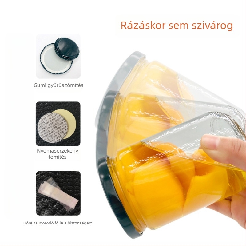 Kerek üvegedény fedéllel mézhez, lekvárhoz, savanyúsághoz és chili szószhoz