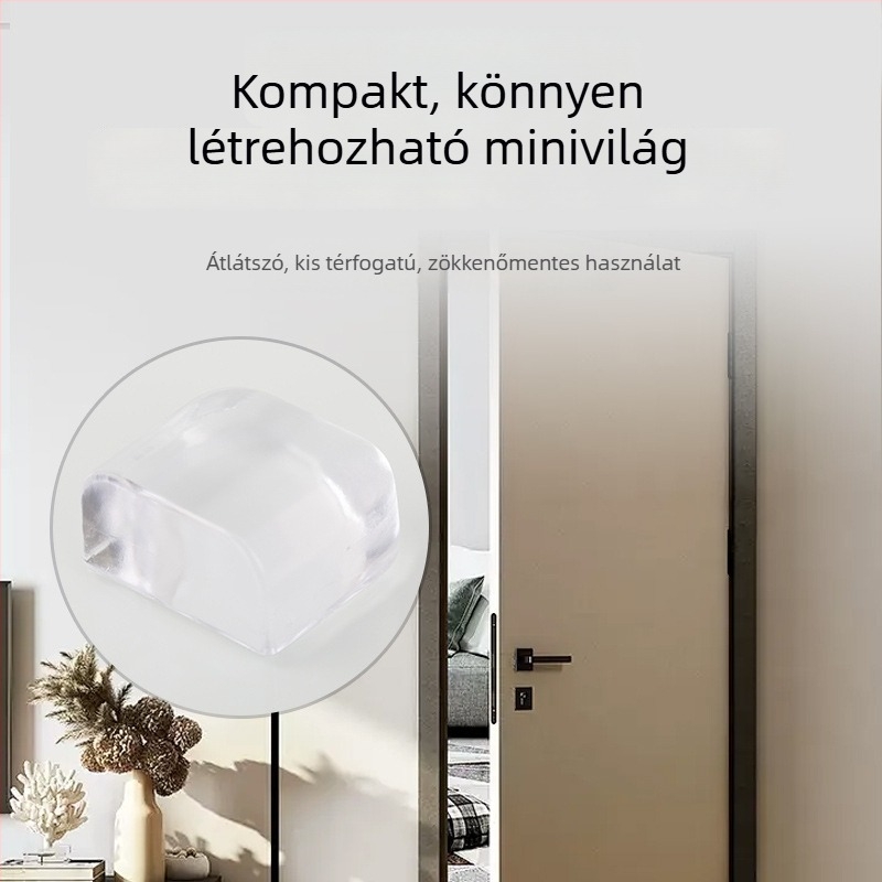 Megvastagított átlátszó szilikon ajtóstop – ütés elleni, fúrás nélküli rögzítés, padlóra szerelhető, magasságot növelő, csendes működés
