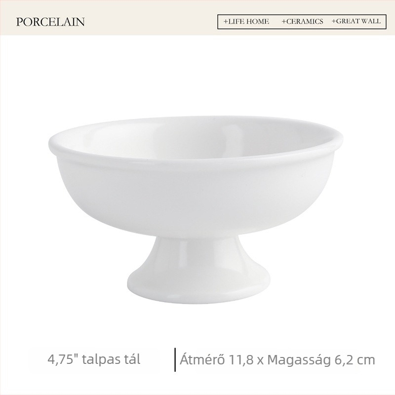 Palota-stílusú porcelán desszert- és fagylaltos tálak, magas lábú kivitelben, otthoni használatra, szárított gyümölcsök tálalására.