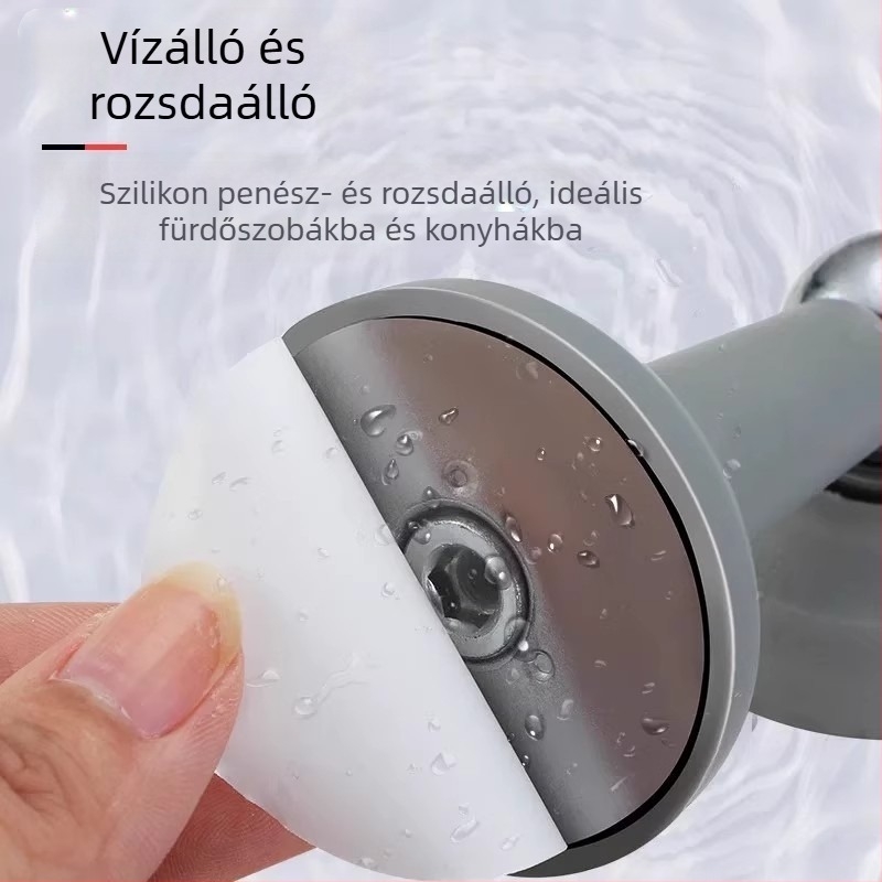 Silikon mágneses ajtóstop, fürdőszobához, falra szerelhető, fúrás nélkül, csendes, ütődés elleni