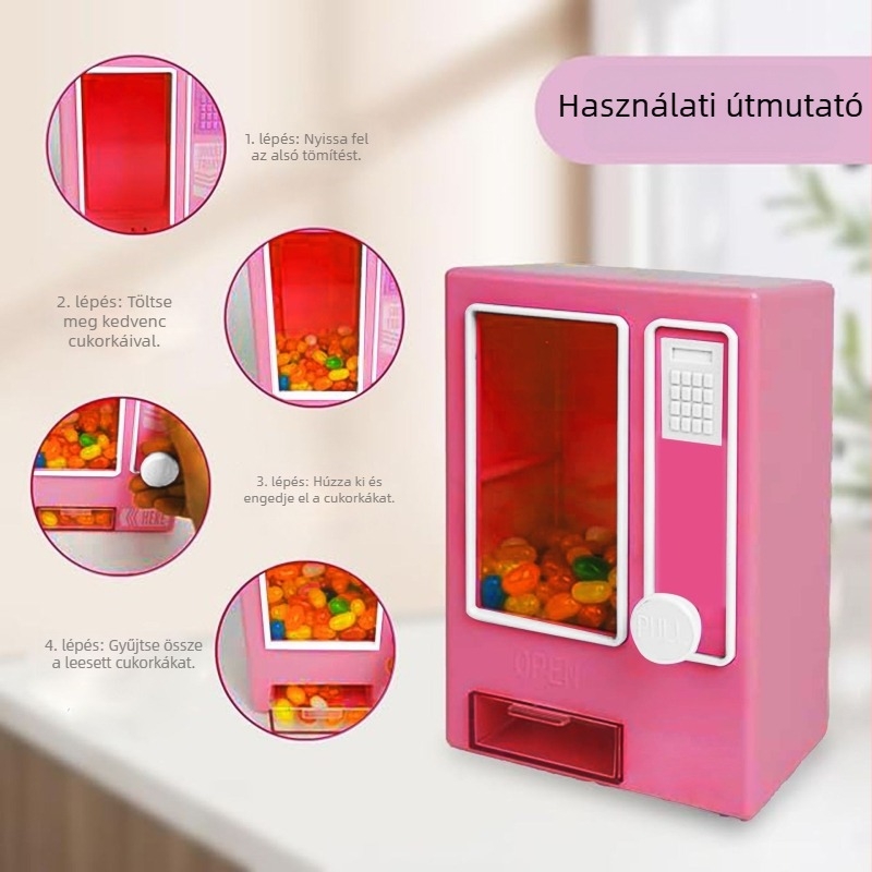 Húzással működő cukorkadispenser és mini M&M csokoládészemek tárolója – gyerekeknek szánt dekoratív játék