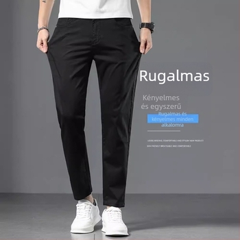 Férfi vékony farmernadrág cropped hosszúságú, slim straight szabás, nyárra, háromvédelmi tulajdonság