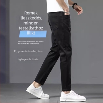 Férfi vékony farmernadrág cropped hosszúságú, slim straight szabás, nyárra, háromvédelmi tulajdonság