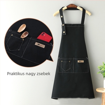 Ujjatlan kötény poliészter-pamut anyagból, anti-szennyező felülettel, logó nyomtatási lehetőséggel, modern minimalista dizájn, egy méret mindenkire
