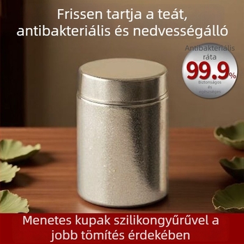 Tiszta titán tea-doboz utazásokhoz — zárható, nedvességálló, többfunkciós mini tea-tároló, titanból készült autóban hordozható doboz