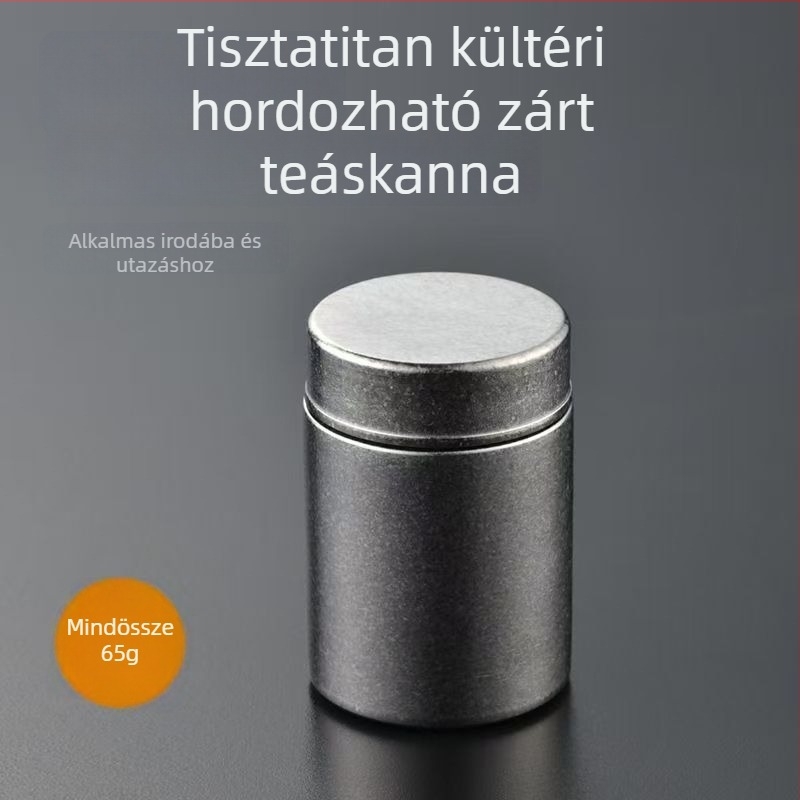 Tiszta titán tea-doboz utazásokhoz — zárható, nedvességálló, többfunkciós mini tea-tároló, titanból készült autóban hordozható doboz
