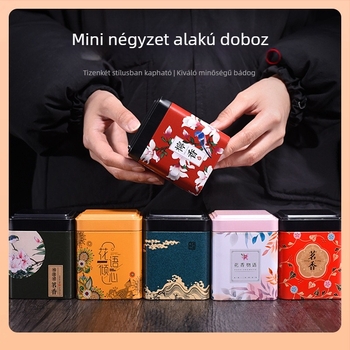 50 g teás doboz, kompakt utazó méretű, fémdobozos, zárható tea csomagoláshoz