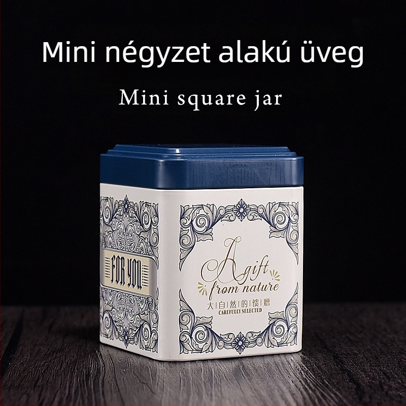 50 g teás doboz, kompakt utazó méretű, fémdobozos, zárható tea csomagoláshoz