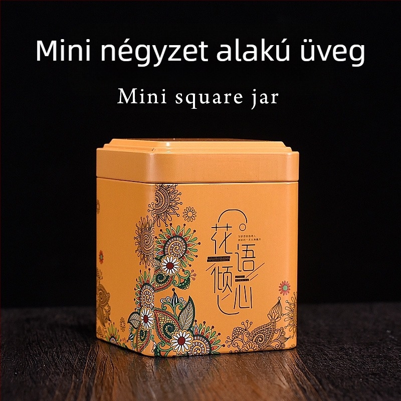50 g teás doboz, kompakt utazó méretű, fémdobozos, zárható tea csomagoláshoz