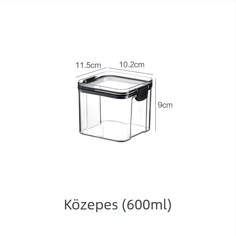 Zárható, átlátszó műanyag üveg a konyhában: fűszerek, diófélék, tea és gabonafélék tárolására