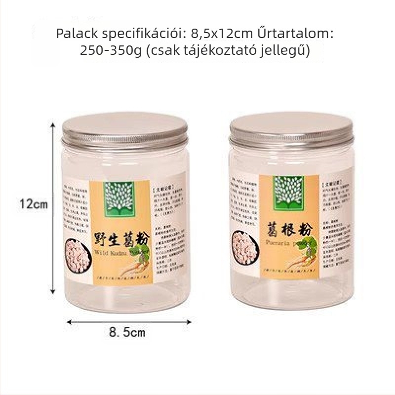 Átlátszó műanyag üvegben vad Kudzu por, 500 ml, zárható kupakkal