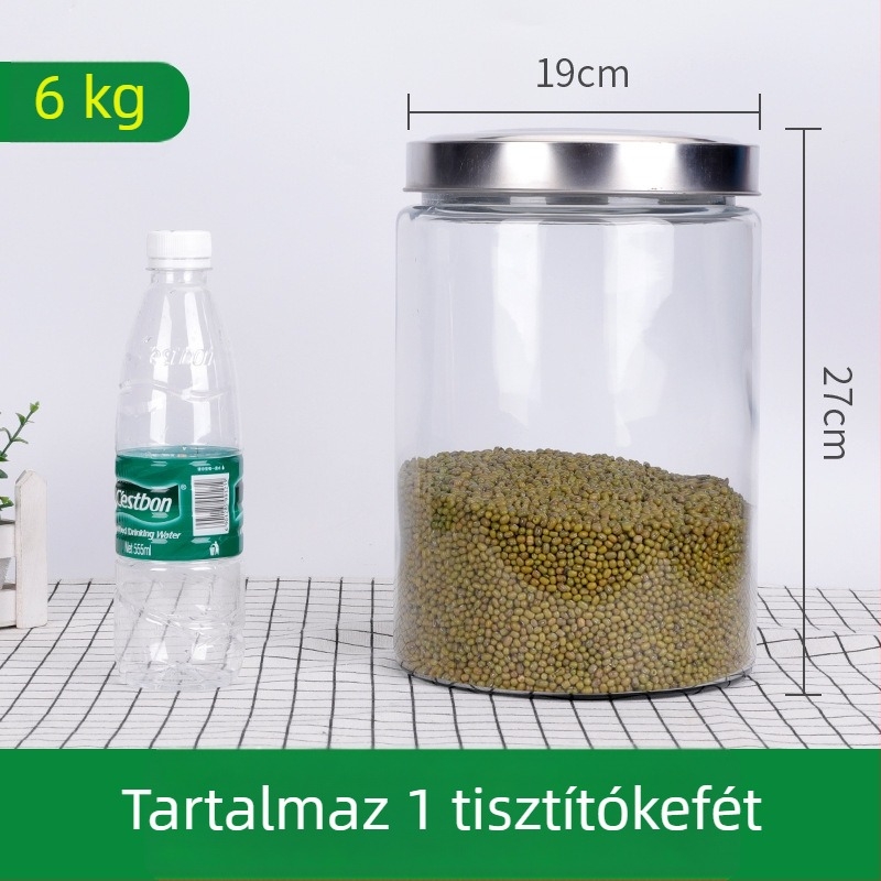 Ólommentes üvegből készült teás tartó, átlátszó, nagy méretű zárható tároló száraz gyümölcsök és gabonafélékhez, nyomógombos kivitel