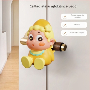 Csillag alakú, csendes ütközésgátló ajtóstopper rugalmas védőhéjjal a kilincsekhez, falra szerelhető, furat nélkül