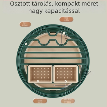 Forgó kés tartó és multifunkcionális konyhai tárolóállvány késhez, evőeszközökhöz és egyéb konyhai kellékekhez
