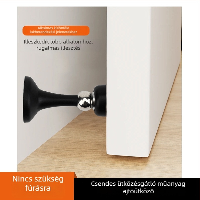 Lyukmentes műanyag ajtó stopper mágneses tartással, falra szerelhető, otthoni és fürdőszobai használatra