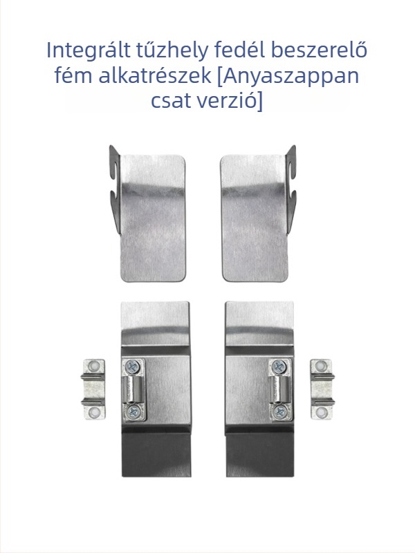 Beépített főző- és páraelszívó üveg- és fém tartókészlet, 7 alakú kerettel, üvegtartóval, fém csattal és mágneses záróval