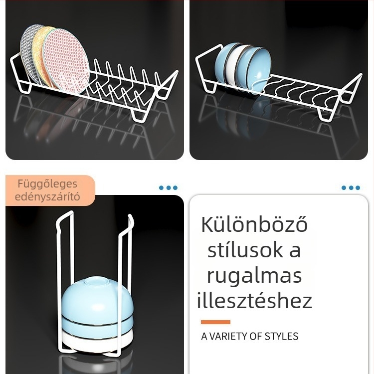 Beépített edényállvány mosogatáshoz vízlevezetővel
