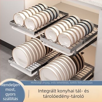 Kihúzható edényes polc a konyhai szekrényben