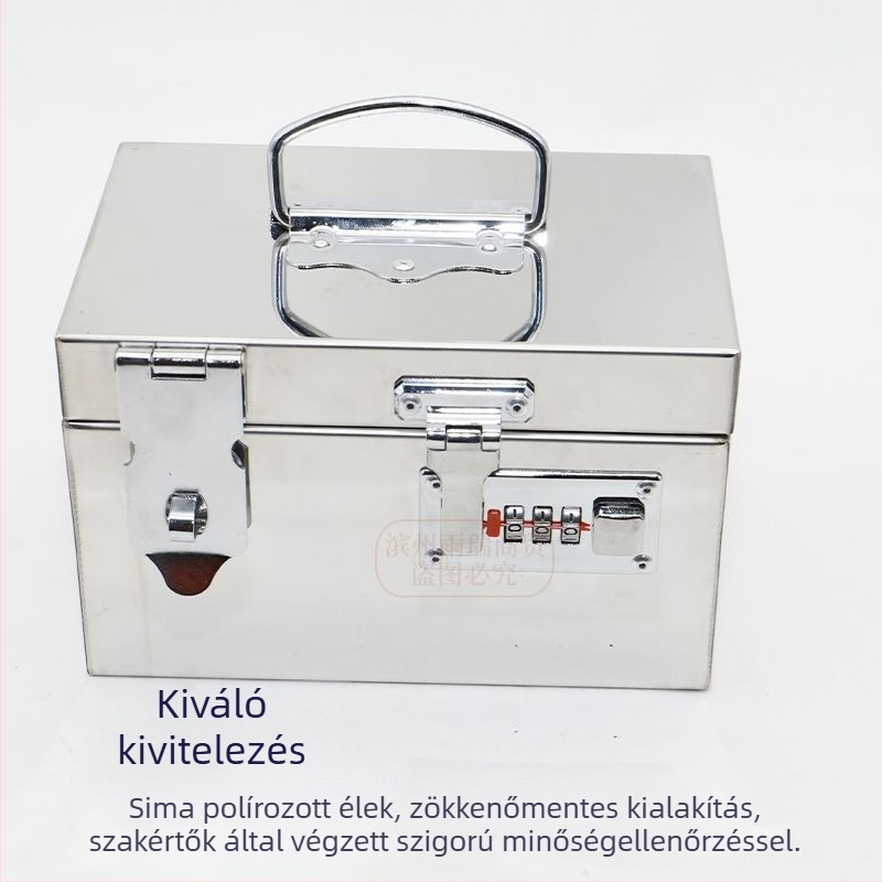Rozsdamentes acél zárható kis doboz dokumentumok tárolására, 18 L, autóba való tároláshoz