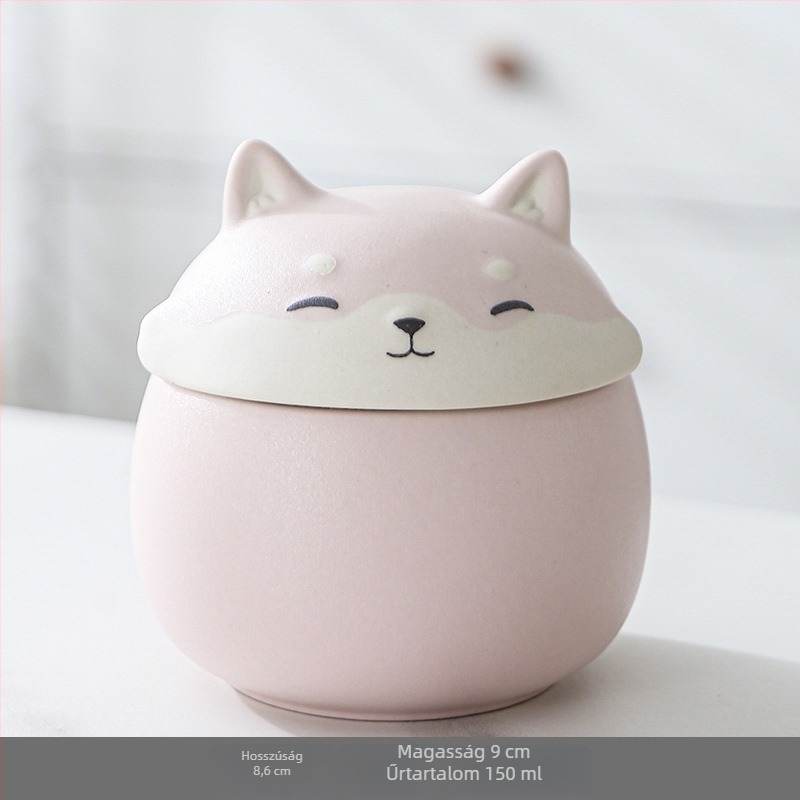 Shiba Inu kerámia teás tartó – dekoratív figura és zárható tárolóedény