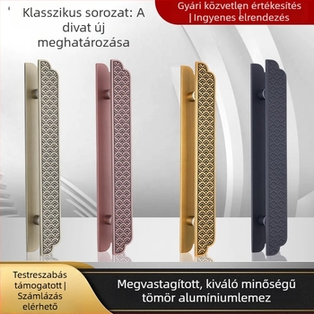 Antik réz színű ajtókilincs üvegajtókhoz – push-pull kivitel, gravírozott részletekkel szállodai tömörfa ajtókhoz