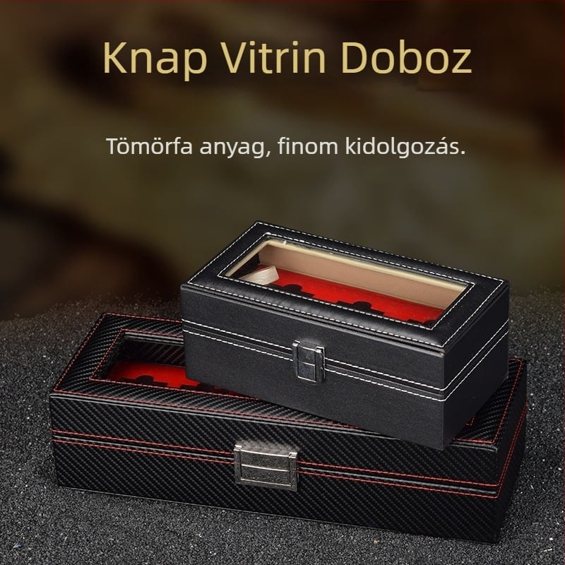 Knapp YZ kétszintes öngyújtó tároló doboz – kiállítás, porvédett, tömörfa