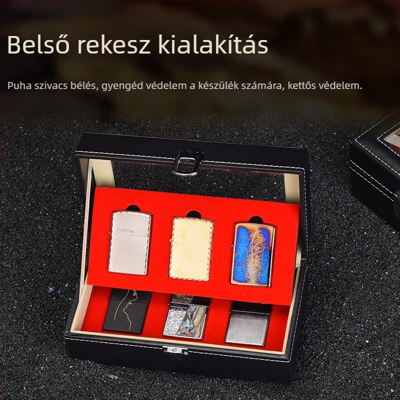 Knapp YZ kétszintes öngyújtó tároló doboz – kiállítás, porvédett, tömörfa