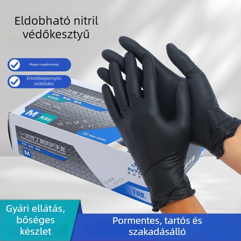 Egyszer használatos nitril kesztyű, PVC vastított, tartós, élelmiszer-minőségű, vízálló és olajálló, háztartási használatra