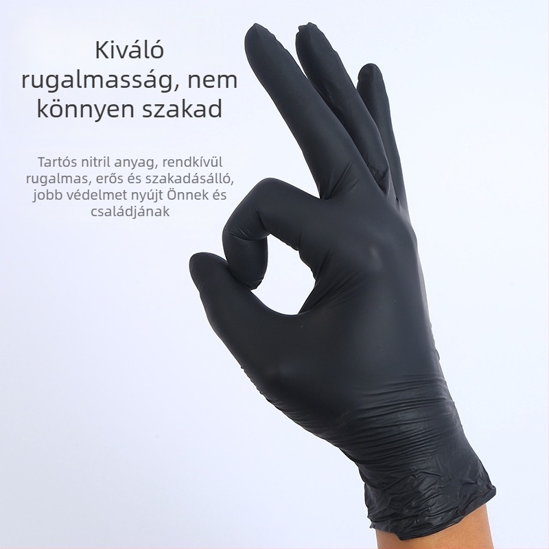 Egyszer használatos nitril kesztyű, PVC vastított, tartós, élelmiszer-minőségű, vízálló és olajálló, háztartási használatra