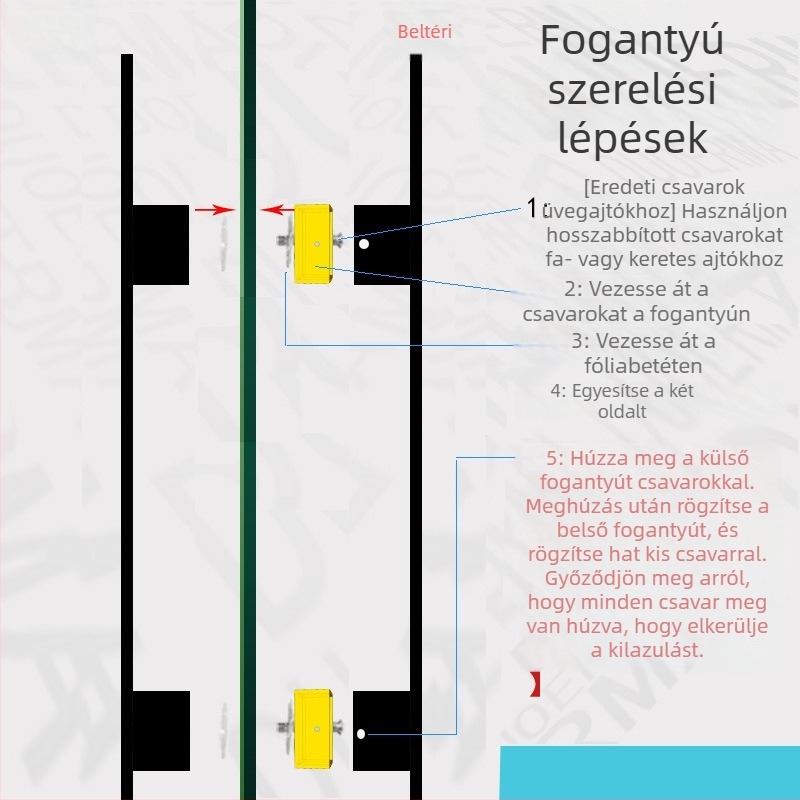 Fekete rozsdamentes acél kilincs kültéri villaajtóhoz, kétszárnyú üvegajtóhoz, négyzet alakú fém kilincs, egyoldali szerelés