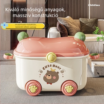Gyermekjátékok tároló doboza, babaruhák és nassolnivalók tárolására, kerekekkel ellátott mobil tároló, nagy kapacitású