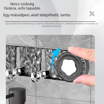 Öt darabos vákuumos akasztó készlet ajtókhoz, fürdőszobai és konyhai falakra — hosszú sor tároláshoz, nyom nélkül rögzítve