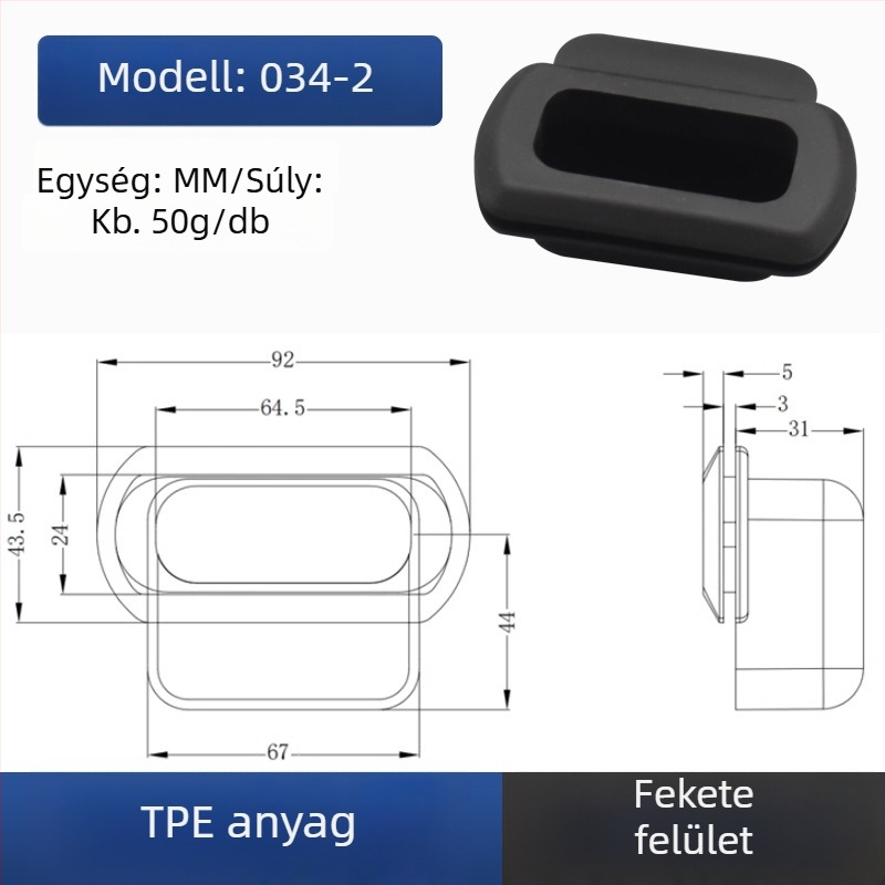 DMK034 Rejtett beépített TPE fogantyú ipari berendezésdobozokhoz – műanyag csatoló fogantyú