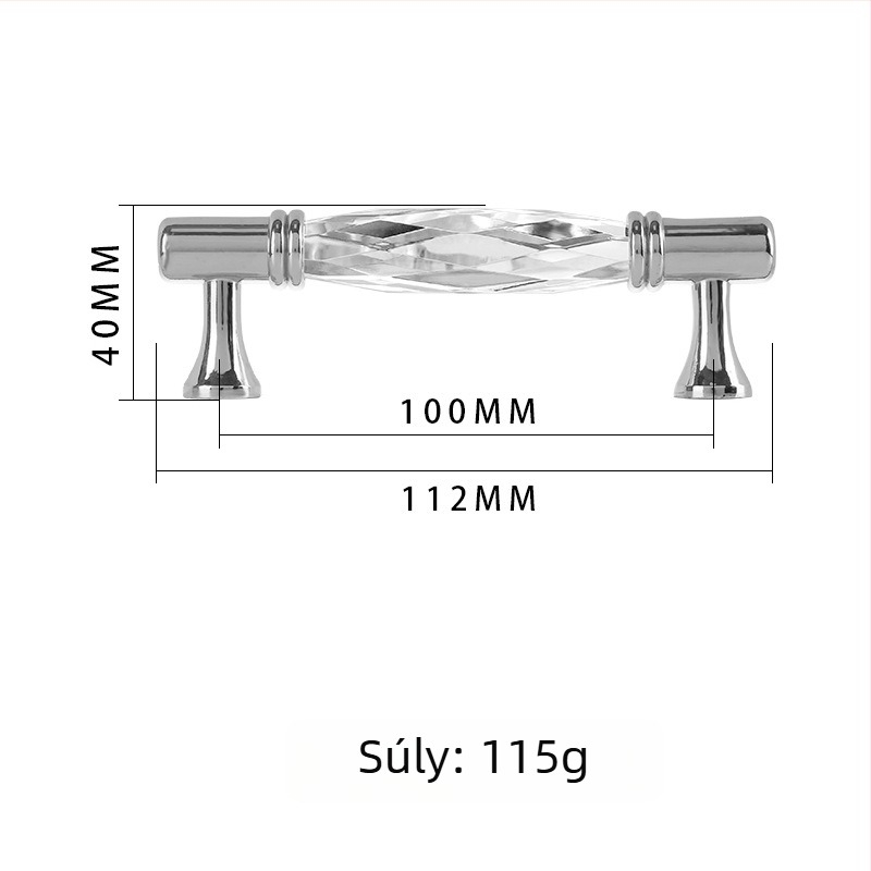 Európai stílusú kristályüveges szekrényajtó-húzó, fazettált felület