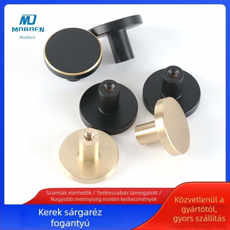 Réz ruhásszekrény- és fiókhúzó, skandináv stílusú modern minimalist dizájn, kerek korong fejű fogantyú