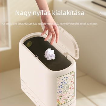 Nagy pop-up fedelű automata mosdó szemetes, 12 L, szagtűrő, ovális forma