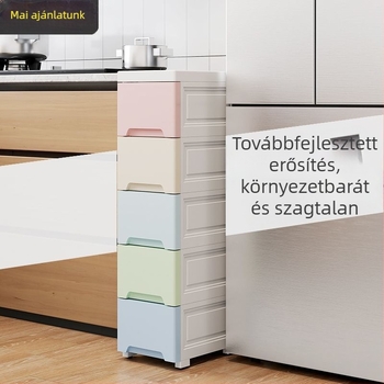 Fiókos keskeny tároló szekrény, több rétegű – ideális konyhához és fürdőszobához