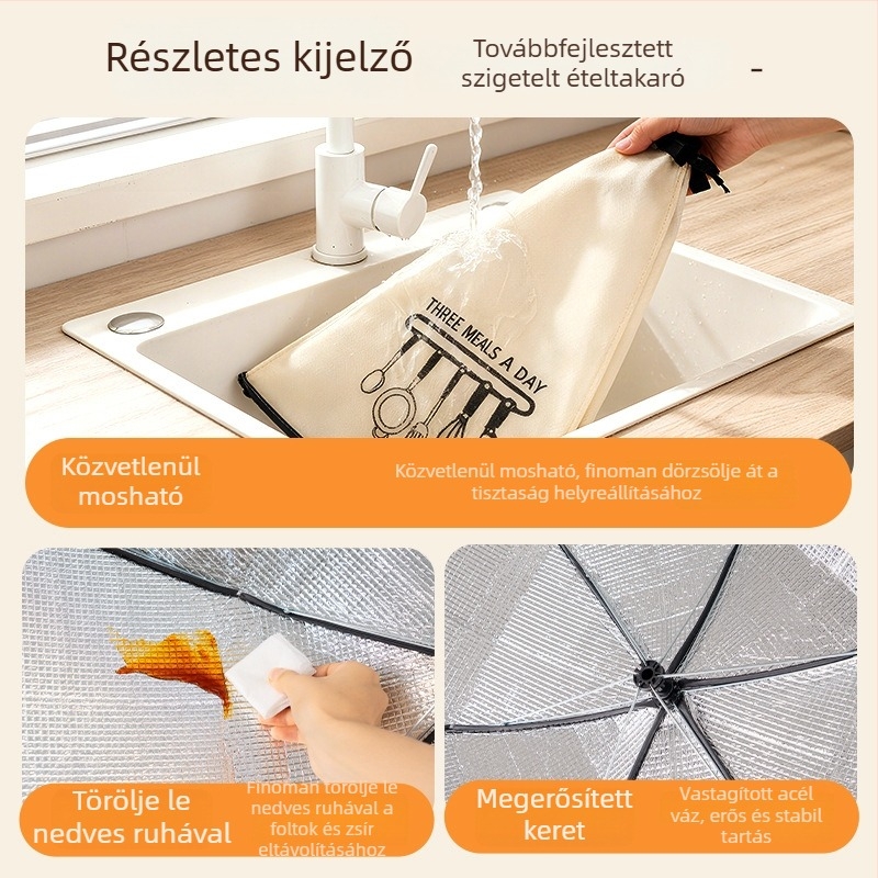 Téli szigetelt ételfedő, összecsukható, otthoni konyhához, ételmaradékok porvédelme