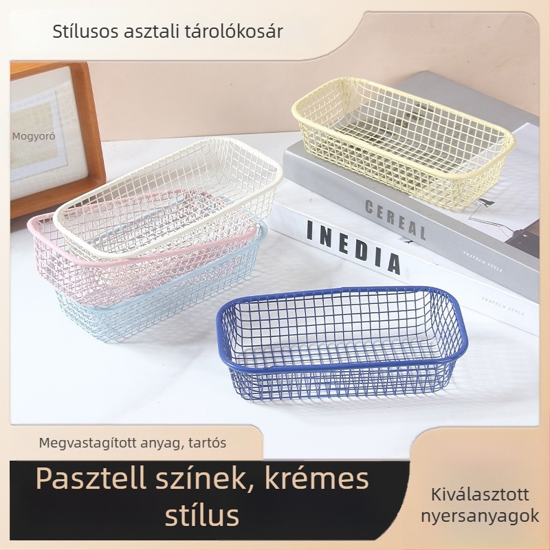 Ins-stílusú vasból készült tároló kosár – kis asztali rendező az irodába, minimalist dizájn