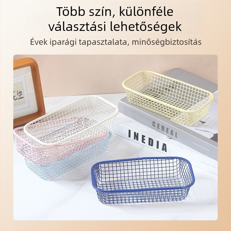 Ins-stílusú vasból készült tároló kosár – kis asztali rendező az irodába, minimalist dizájn