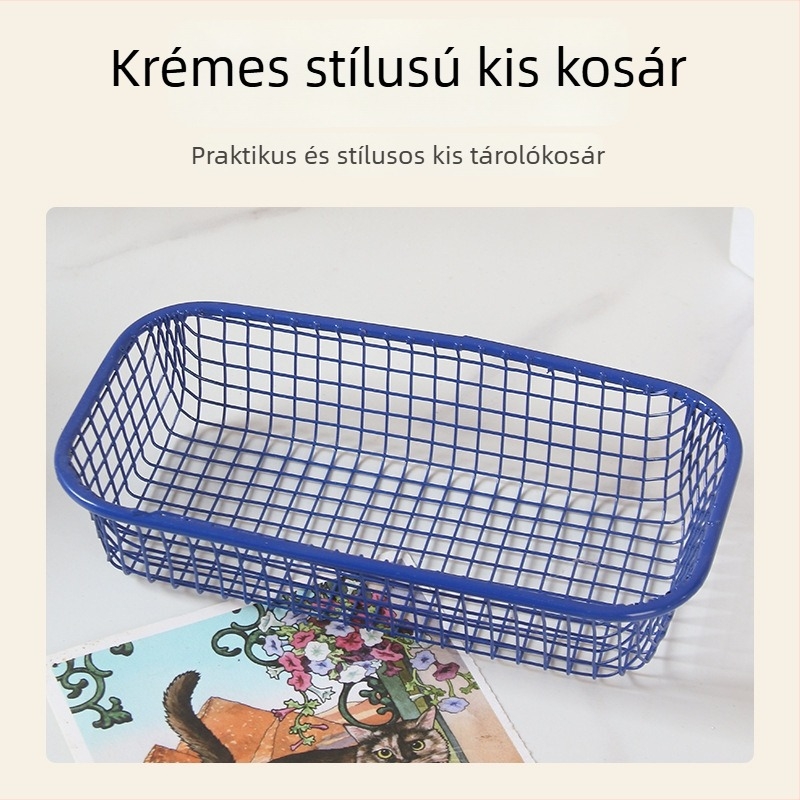 Ins-stílusú vasból készült tároló kosár – kis asztali rendező az irodába, minimalist dizájn