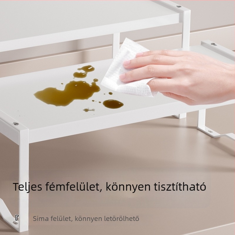 Konyhai többszintű tárolóállványok szekrényekhez, alatti mosogató rendezéshez, kihúzható elválasztókkal